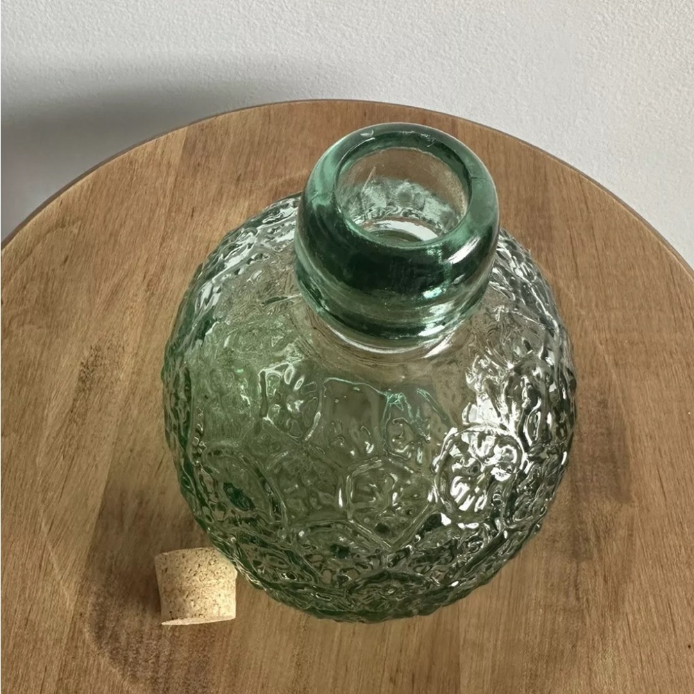 Green Decanter Glass Jar With Cork Stopper Storage Jar Vase Apothecary 3DPattern - Picture 3 of 4